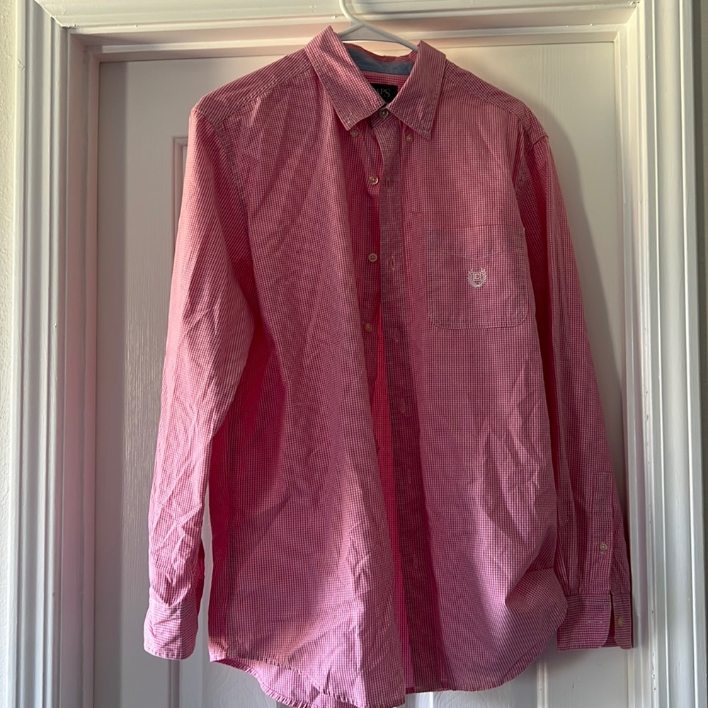 Pink and white chaps button up shirt